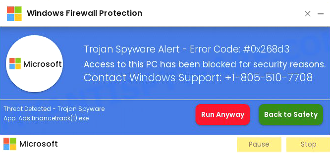 A fake Windows Defender alert