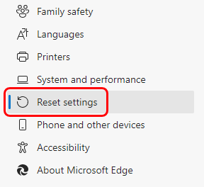 How to reset Edge step 3
