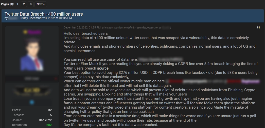 A post on a hacker forum.