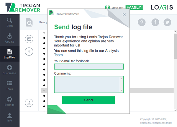 Trojan Remover Send Log Files